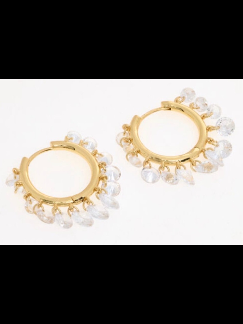 NEW Camila Coelho 14KT Gold Plated CZ Shimmer Charms Hoop Earrings - Picture 12 of 13